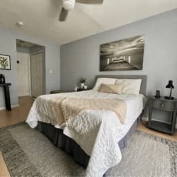 Customer bedroom photo returned with the recorded Wayfair headboard review